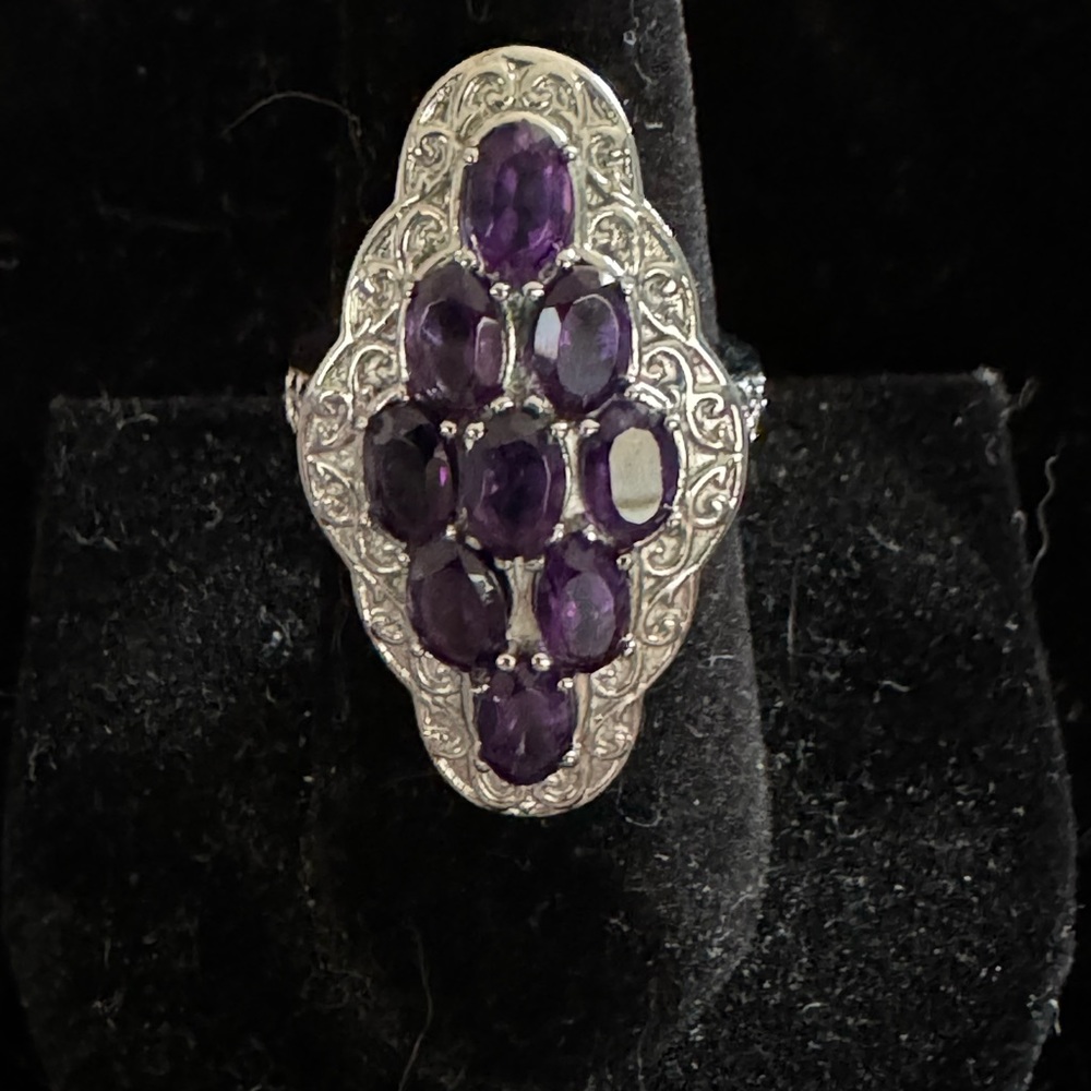 Amethyst Ring in Stainless Steel 3.65 ctw